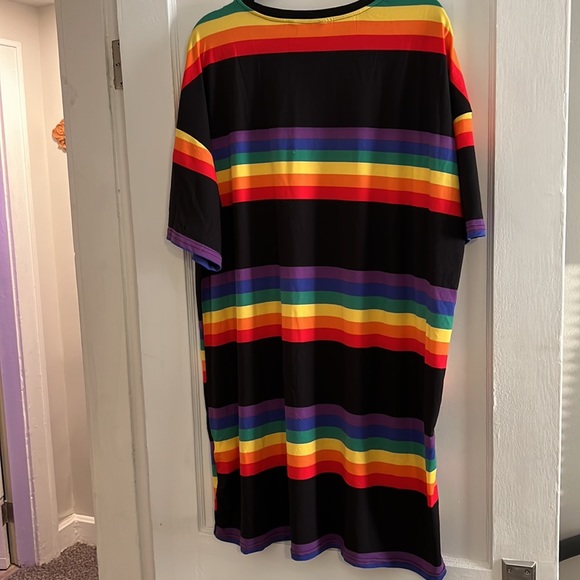 Shein Rainbow Striped Tshirt Dress NWOT size 2X - Picture 4 of 5